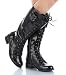 Thick Strap Lace Up Military Combat Knee High Boot