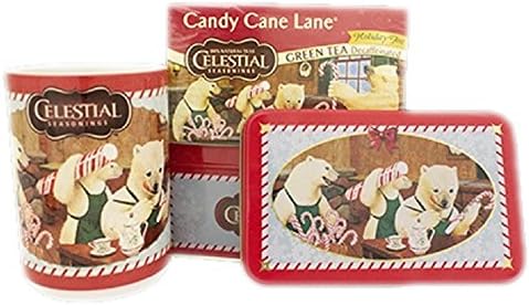 Celestial Seasonings Candy Cane Lane With Festive Polar Bear Scene Holiday Tea Gift Set