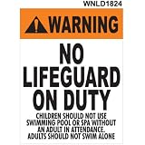 WARNING NO LIFEGUARD ON DUTY SIGN (18X24 OR 12X18)