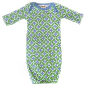 Soy Organic Four Square Blue Pattern Baby Sack Gown 0-3M