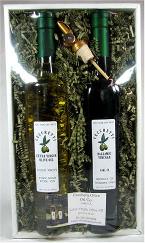 Cecchetti Lodi Extra Virgin Olive Oil and Balsamic Vinegar of Modena Gift Pack by Vinegar Gift Sets