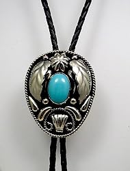 German Silver & Turquoise Bolo Tie