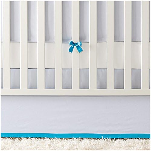 Serena & Lily Banded Linen Crib Skirt - Chambray/Cyan