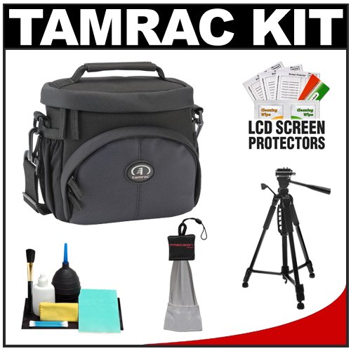 Tamrac 3336 Aero 36 Micro Four Thirds / Compact Digital SLR Camera Bag (Black/Gray) with Deluxe Photo/Video Tripod + Cleaning & Accessory Kit for Panasonic Micro DMC-G1, DMC-G10, DMC-G2, DMC-GF1, DMC-GF2, DMC-GH1, & DMC-GH2 Digital Cameras
