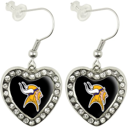 NFL Minnesota Vikings Crystal Heart Earrings with Team Logo