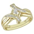 Women Wedding Band And Engagement Ring - White