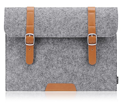 PLEMO Felt 15-15.6 Inch Laptop / Notebook Computer / MacBook / MacBook Pro Sleeve Case Bag Cover, Grey