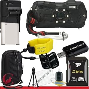 Pentax Optio WG-2 Digital Camera (Black) 16GB Package 2