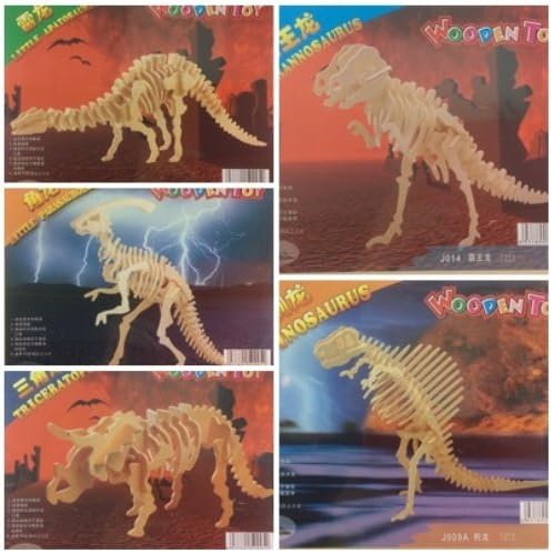 Model 3-D Wooden Puzzle Set of Dinosaurs Children DIY Gift Educational Toy Boy Girl