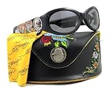ED HARDY EHS 032 EHS032 KING BLACK PLASTIC GREY LENS PLASTIC SUNGLASSES SHADES