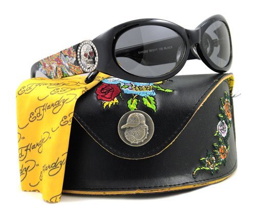 ED HARDY EHS 032 EHS032 KING BLACK PLASTIC GREY LENS PLASTIC SUNGLASSES SHADES