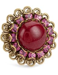 Liz Palacios "Piedras" Red Swarovski Crystal and Cabochon Ring