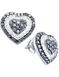 14KT White Gold 1.50 CTW Diamond HEART Earrings