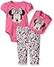 Disney Baby Girls' Minnie Mouse 3 Piece Soft Bodysuit, Bright Pink, 0-3 Months