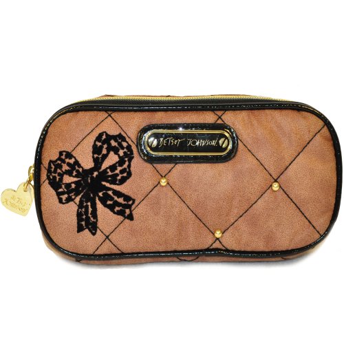 Betsey Johnon High Society Taupe/blk Cosmetic Case Bag