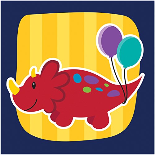 Creative Converting 16 Count 3 Ply Little Dino Party Beverage Napkins, Blue/Green/Orange