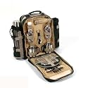 Super Deluxe Two Person Backpack with Flask and Mugs in Forest Green with matching picnic blanket