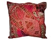 Red Vintage India Sari Patchwork Floor Pillow Cushion Cover 24 Inch