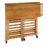 Winsome Wood Foldable Kitchen Cart with Knife Block, Light Oak