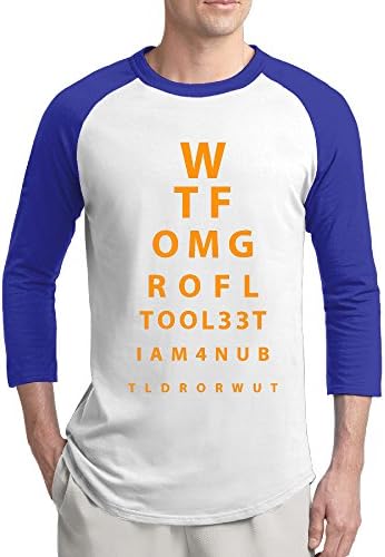 Personalized Designer Eyes Test Men 3/4 Sleeves Crew Neck Jersey RoyalBlue[Size S Cotton