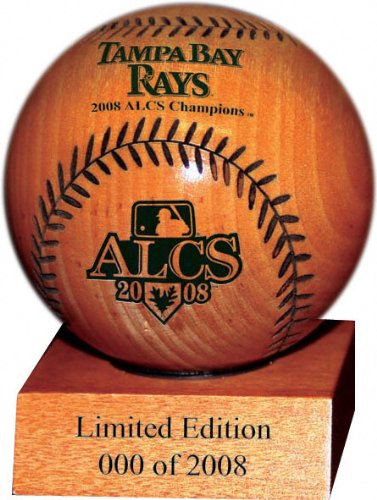 Buy Tampa Bay Devil Rays 2008 American League Champions Laser Engraved Wood Baseball by FansEdge