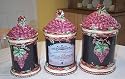 Wine Vineyard Tuscany Themed Canister Set ~ Gasket Seal Lids!