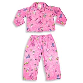 Dream Apparel – Toddler Girls Long Sleeved Coat Style Pajamas, Pink, Green