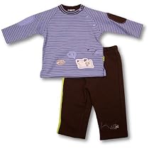 LeTop Infant Boys Striped Shirt And Pant Set ~ Playful Puppy SIZE 24 months