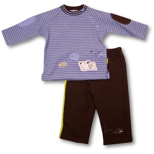 LeTop Infant Boys Striped Shirt And Pant Set ~ Playful Puppy SIZE 24 months