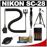 Nikon SC-28 Off Camera TTL Remote Flash Cord + Tripod + Cleaning Kit for Speedlight SB-400, SB-600 & SB-900
