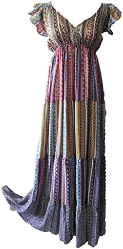 Boho 5 tier maxi color grecian gorgeous floral summer beach dress