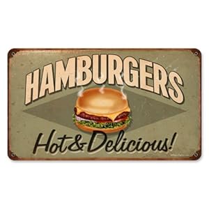 Hamburgers Food and Drink Vintage Metal Sign - Victory Vintage Signs Hamburgers Food and Drink Vintage Metal Sign - Victory Vintage Signs
