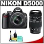 Nikon D5000 Digital SLR Camera w/ 18-55mm VR Lens + Tamron 70-300mm Zoom Lens + Cleaning Kit