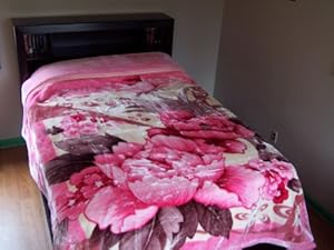 Amazon.com - Plush Pink Flower Heavy Weight 12lbs Acrylic Mink Blanket