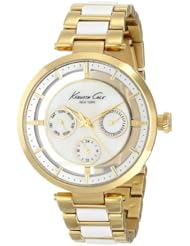 Kenneth Cole New York Womens KC4988 Transparency Round Multi-Function Transparent Yellow Gold Bracelet Watch