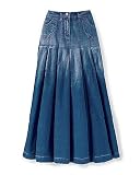 Pleated denim skirt (petite 6 INDIGO)