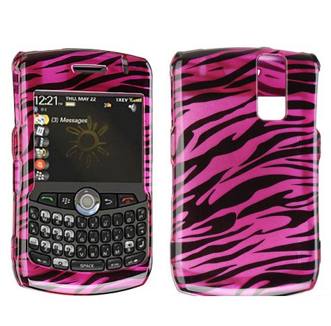 Plum Pink Zebra Snap on Hard Cover Protector Faceplate Skin Case for Blackberry Curve 8300 8310 8320 8330 + Belt Clip