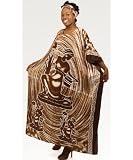 Brown Shadow Print African Caftan Kaftan with Matching Headwrap
