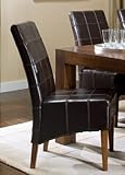 Set of 2 Parson Dining Chairs with Checker Design Black Leather