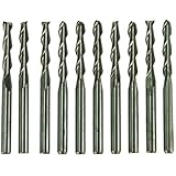 HQMaster 10PCS 1/8" 17mm Carbide Flat Nose End Mill CNC Router Bits Double Flute Spiral Set Tool Nylon Resin ABS Acrylic PVC MDF Hardwood