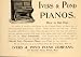 1898 Vintage Ad Ivers & Pond Piano Upright Boston Mass. - Original Print Ad