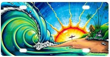 6" X 12" Particular Discount Colorful Painting Sun Surf Art Wave South Africa Metal License Plate for Car