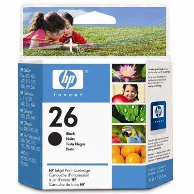 No. 26 print cartridge for hp deskjet printers, 40ml, black / HEW51626A / Sold as 1 Each / Mfr Part # 51626A