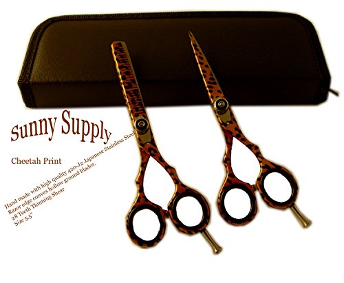 Professional hair dressing barber salon scissors shears set 5.5" Case Cheetah Print