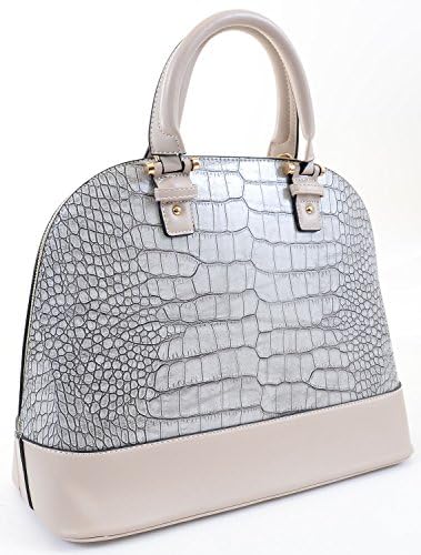 Designer Inspired Vegan Croc Leather Satchel Cross Body Tote Handbag