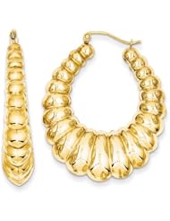 14k Yellow Gold Polished Scalloped Hoop Earrings. 40mm x 32mm. Metal Wt- 5.42g