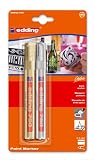 Produkt-Bild: Edding 750 Lackmarker mit Rundspitze, 2 St&uuml;ck Gold und silbern