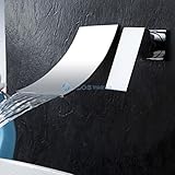バスルーム・キッチン用混合水栓 洗面用蛇口 クロームメッキ シルバー色 壁付 滝型 (シングルレバー) MPAZ007A