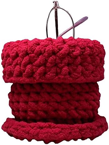 Trine Hand Crocheted Soft Eyeglass Basket - Upright Standing Eyeglass Case or Eyeglass Holder for Desktop, Nightstand, and Countertop - Cranberry Red