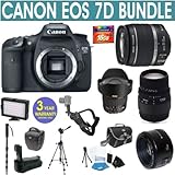 BRAND NEW CANON EOS 7D DIGITAL CAMERA BODY + CANON 18-55 IS LENS + SIGMA 70 ....